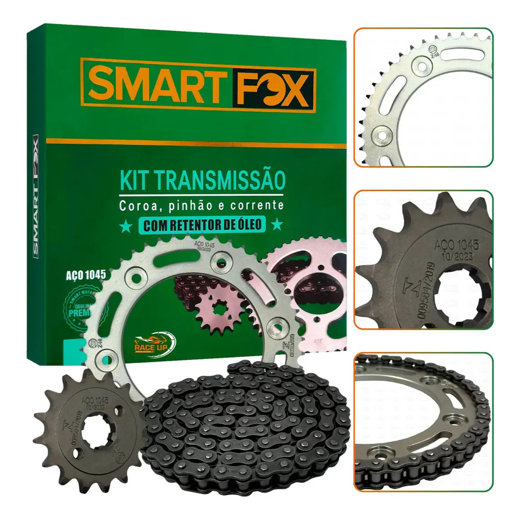 RELAÇÃO NXR BROS 160 XRE 190 KIT TRANSMISSÃO COM RETENTOR