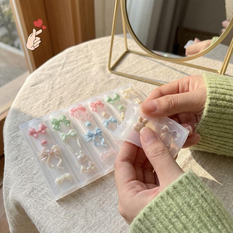 [PEBR] Molde De Silicone 3D Para Arte Em Unhas , Arco De Coelho Fofo , Placa De Estampagem Transparente Salão De Beleza