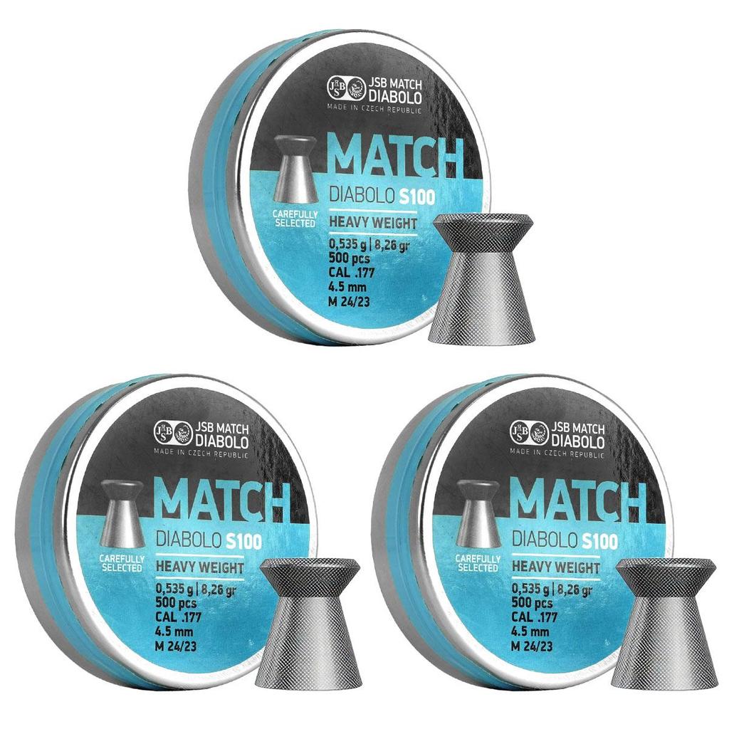 3x Chumbinho 4.5mm 500un JSB Match Dialobo S100