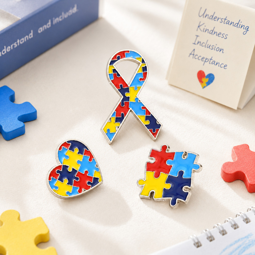 Vnox 3 Peças Autismo Pin Colorido Tea Quebra-Cabeça Fita Broche Crachá Para Roupas Mochila Crianças Adolescentes Adultos · foto 2