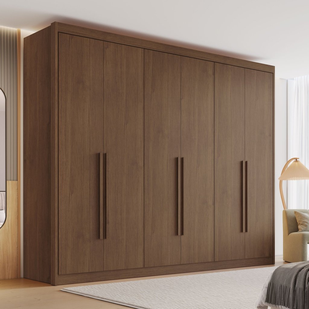 Guarda Roupa Casal 6 Portas 8 Gavetas Bergamo 100% MDF Marrom/Cacau Cacau