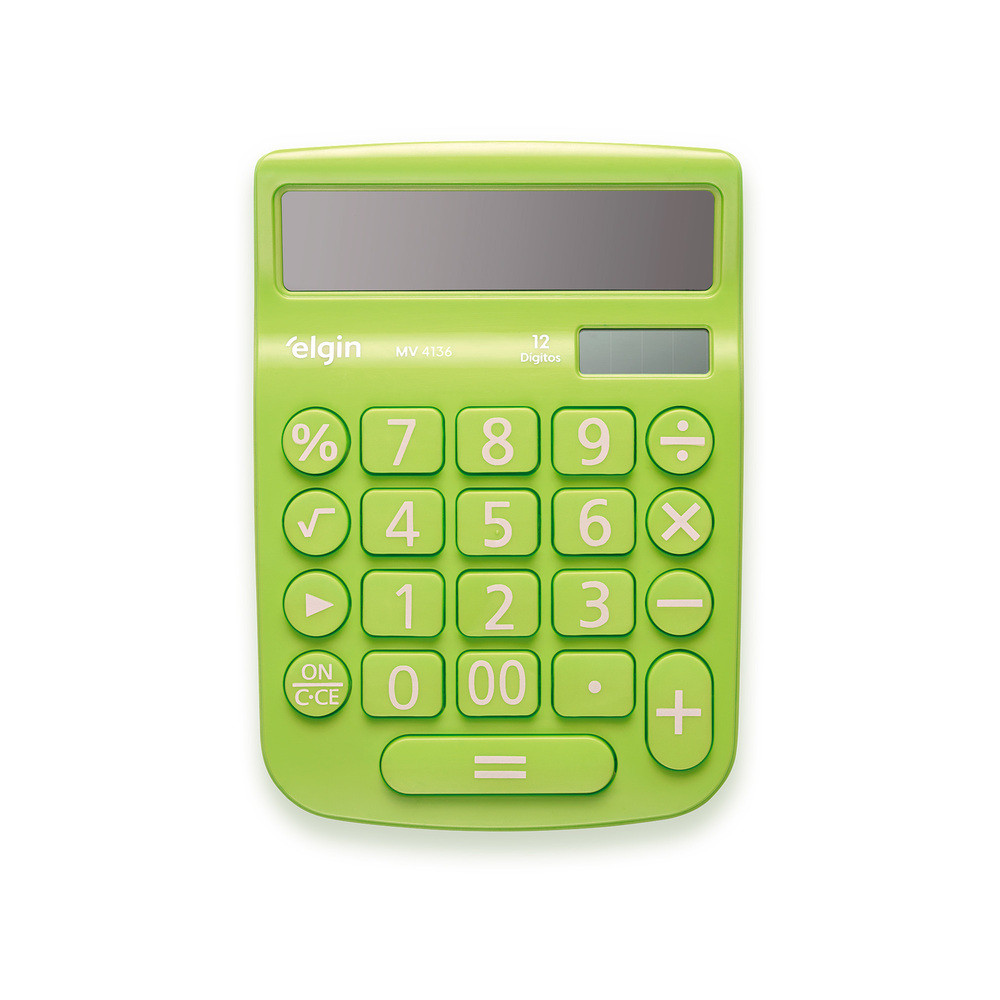 Calculadora MV4136 - 12 Dígitos Função Correção Verde