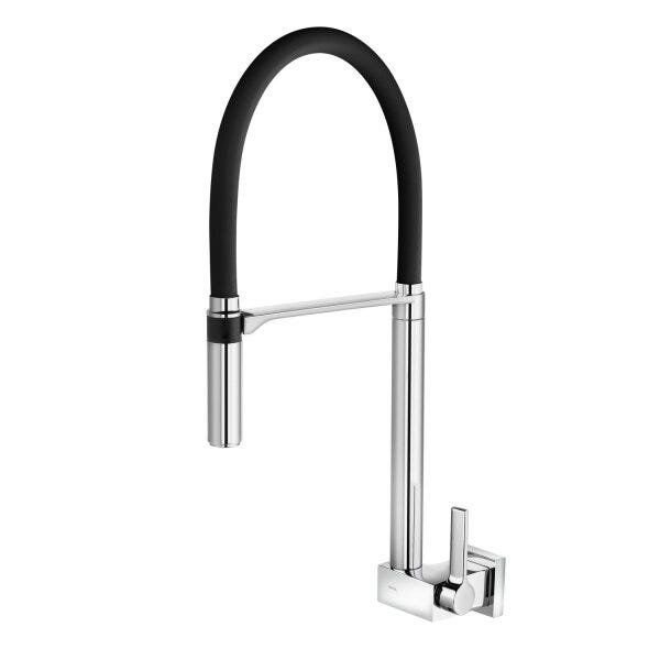 Torneira de Parede para Cozinha com Ducha Manual DOC Docol Cromado/Preto