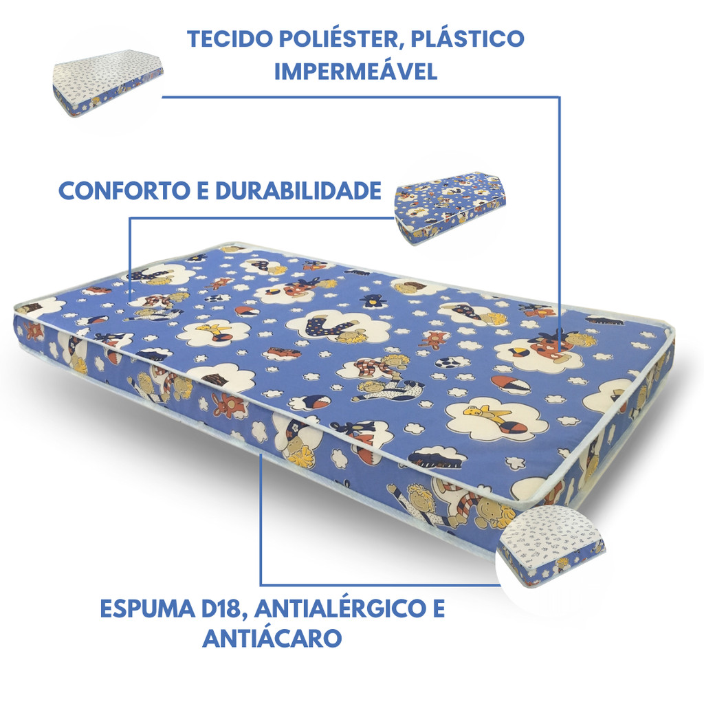 Colchão Baby Physical Conforto (10x60x130) Ortobom Cor Azul — imagem 2 de 2