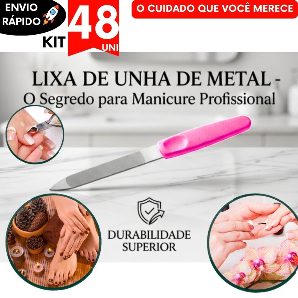 Kit Utilidades Lixa de Unha Luxo Manicure Pedicure Profissional Alta Durabilidade  Esmalte Alicate Cortador de Unha