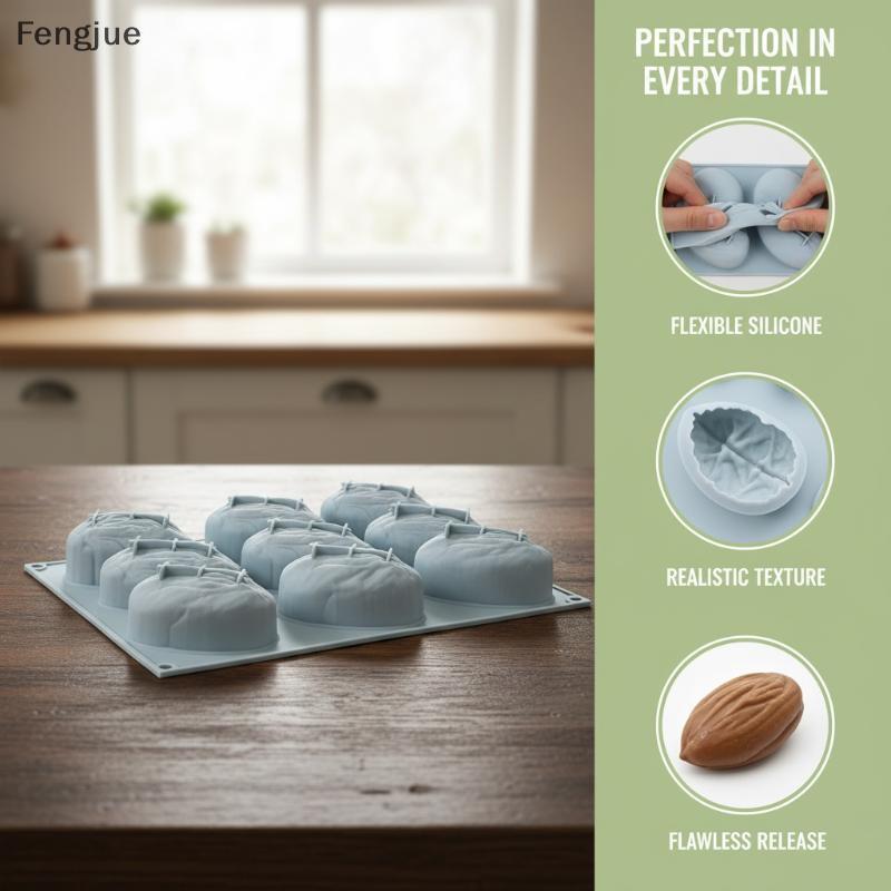 Fengjue Bandeja De Cubos De Gelo Em Forma De Porca De Silicone Reutilizável , 6 Cavidades , Molde Para Doces De Chocolat