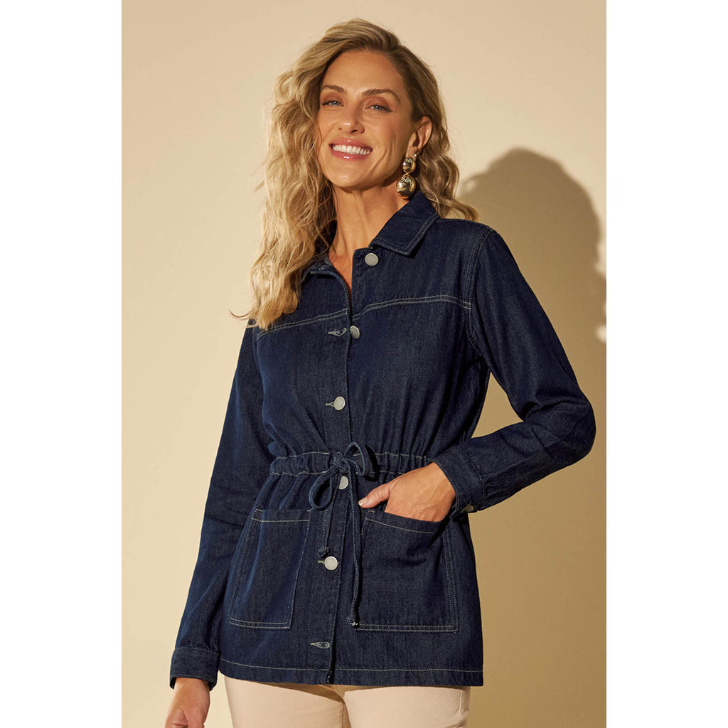 Parka Alongada Feminina Jeans Marialícia Azul