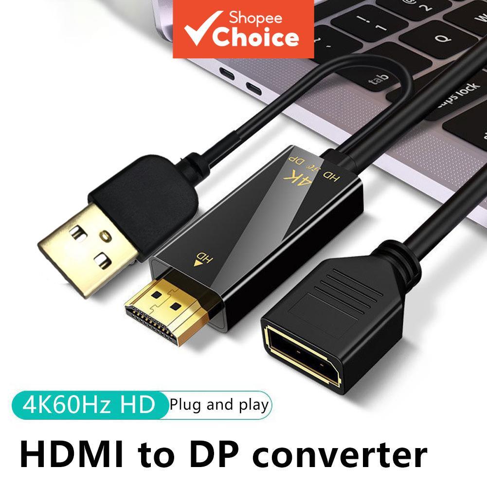 Adaptador HDMI para DisplayPort com alimentação USB para monitor 4K 60Hz, conver
