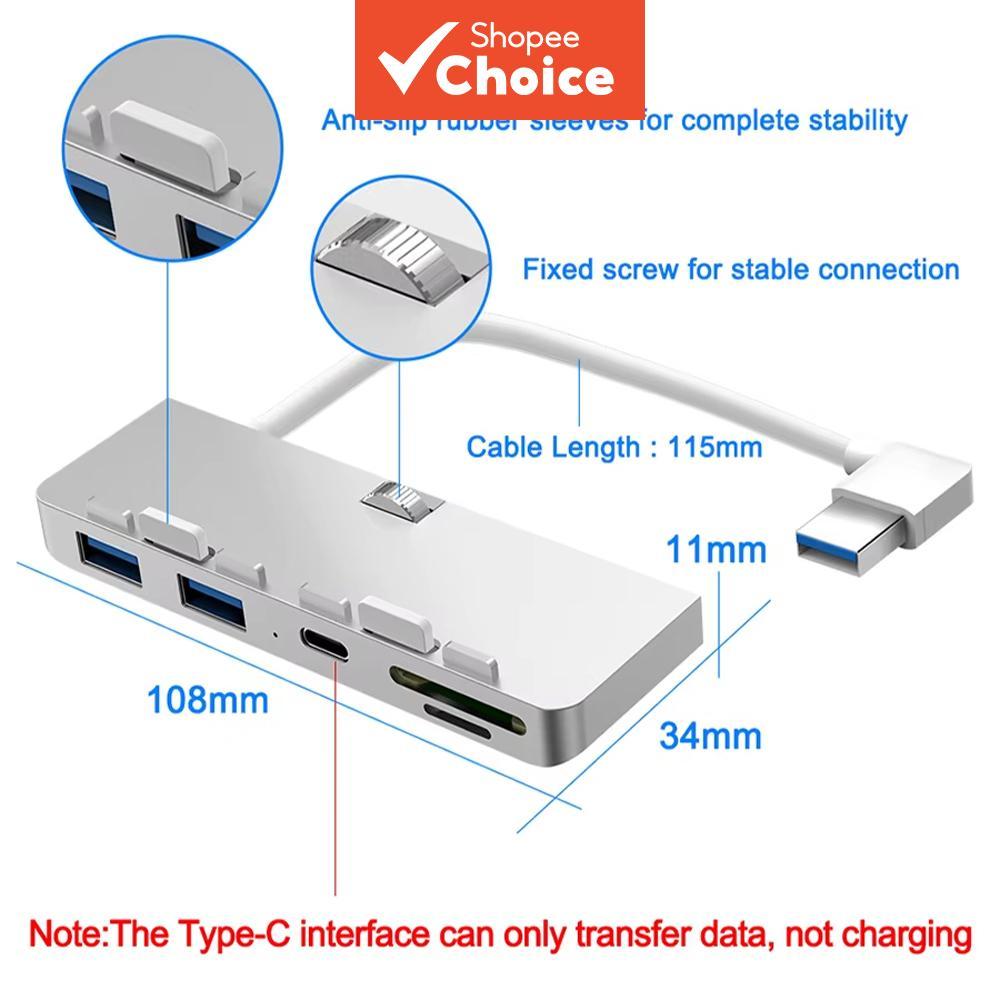 Hub USB 3.0 Multifuncional Tipo-C Adaptador Divisor com Leitor de Cartões TF/SD, Modelo Clip-on para iMac 21.5 27 PRO