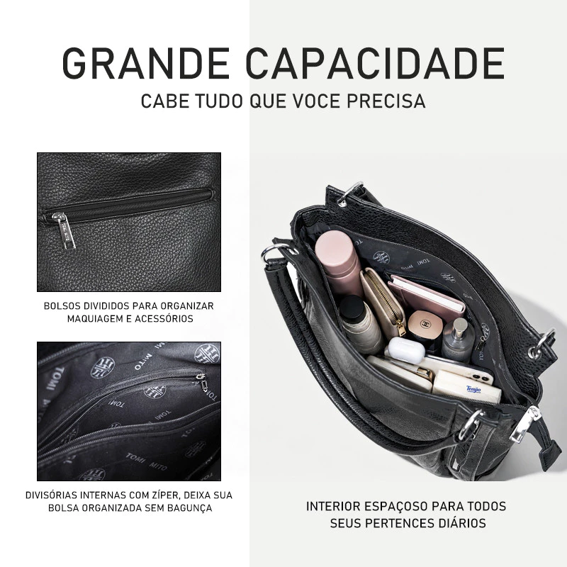 Bolsa Mochila Feminina Grande TOMI MITO em Couro PU — foto 4