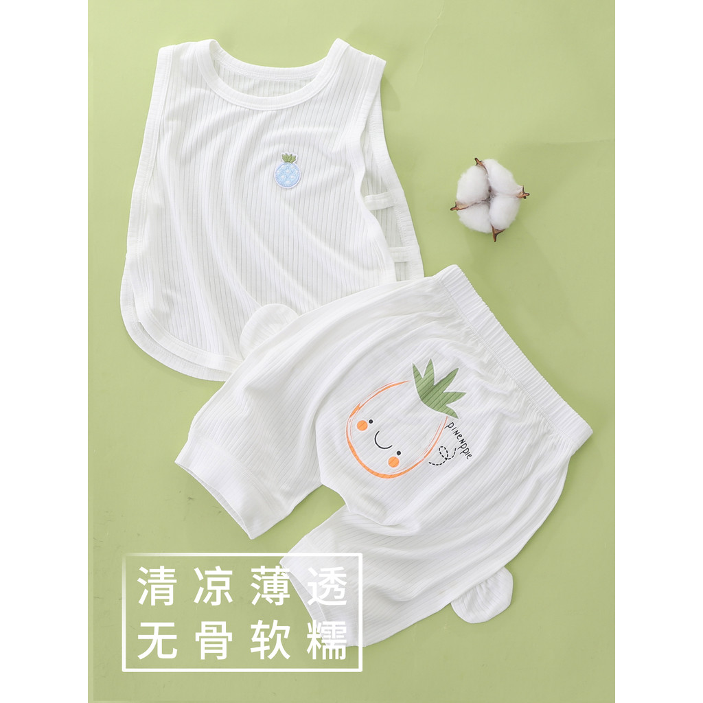 Bebê grande PP Shorts Pipa terno Modal masculino feminino bebê sem mangas vestido de verão verão verão colete fino terno