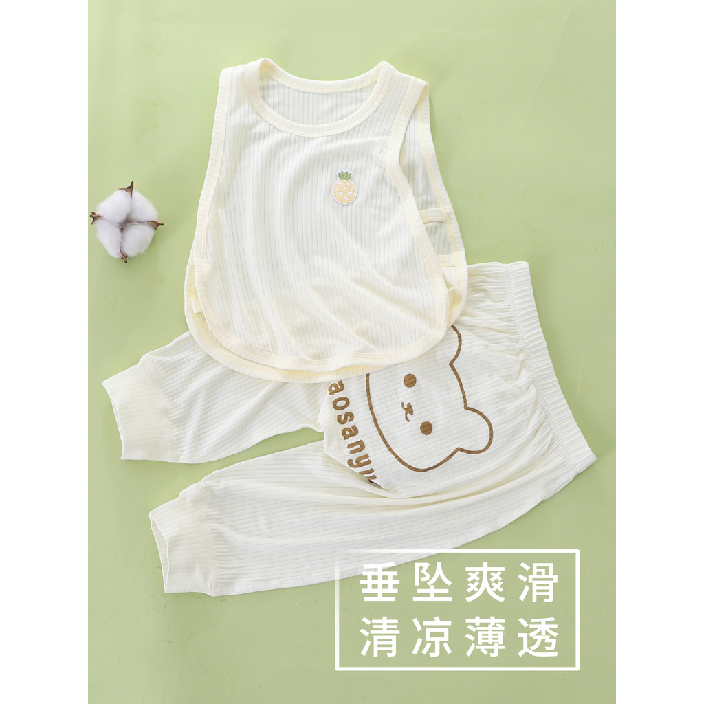 Bebê grande PP calças Pipa terno Modal masculino feminino bebê sem mangas vestido de verão verão verão fino pequeno cole