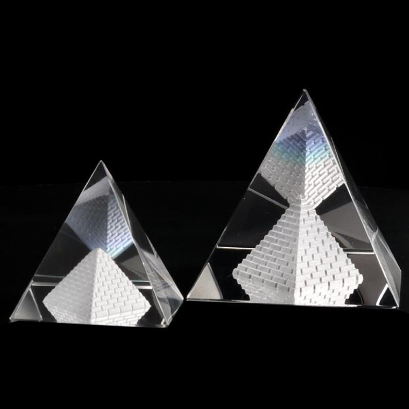 TSBR 1Pc Energia Cura Oco Cristal Vidro Egito Pirâmide Fengshui Estatuetas Chakra Decoração De Casa Em Miniatura .
