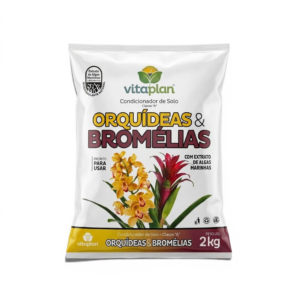 Adubo Substrato Para Orquídeas e Bromélias 2Kg Nutriplan Condicionador de Solo Pronto para Uso
