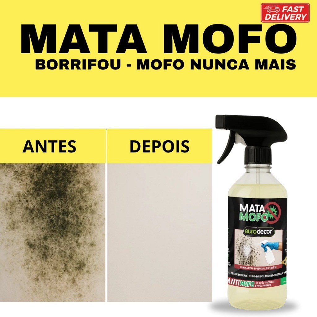 Mata Mofo Contra Fungo Mofo E Bolor Teto Banheiro Fundo de Armário 1 LITRO COM SPRAY