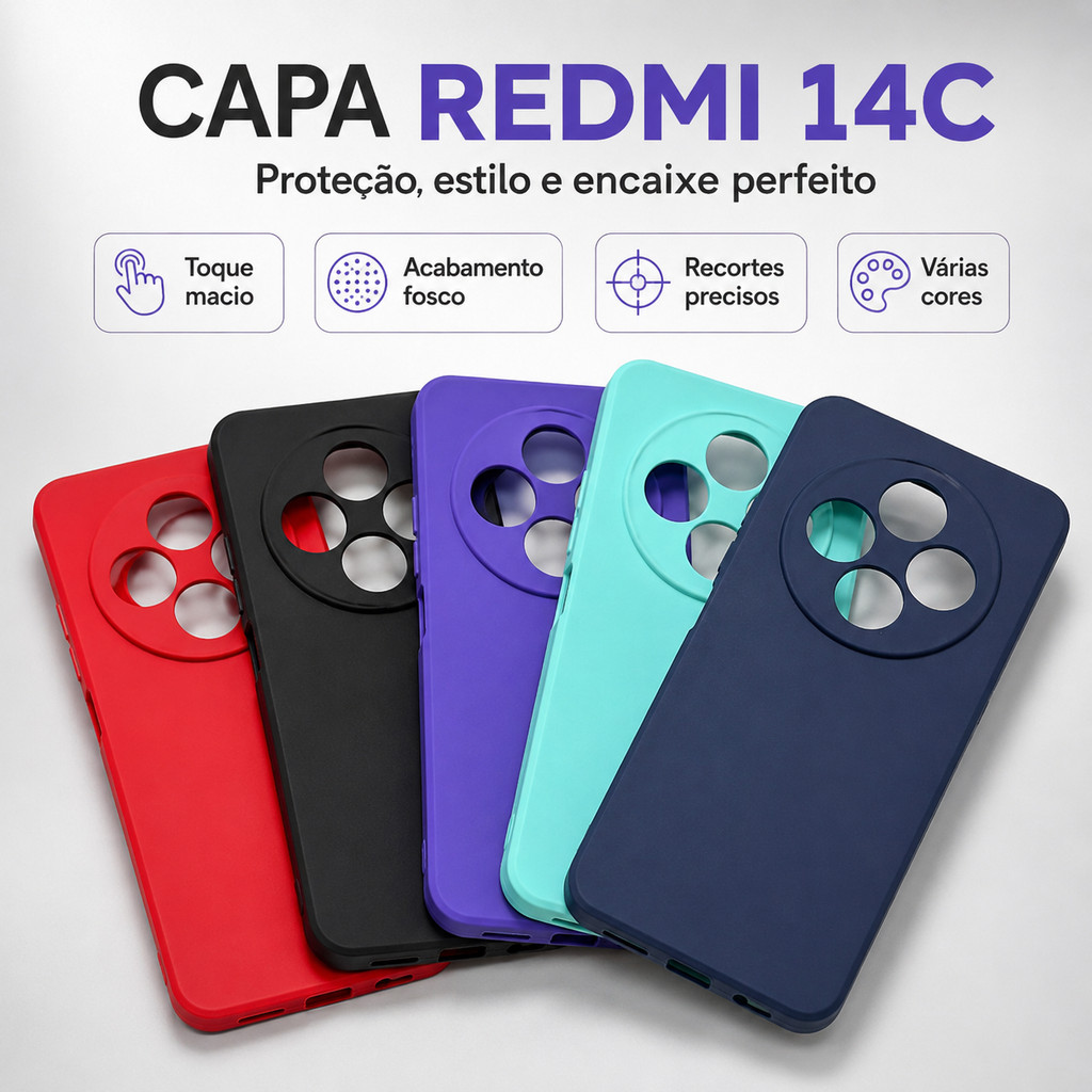 Capa Celular  Redmi 14C Silicone Aveludada Protetora Resistente