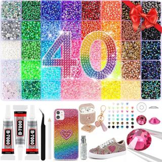 Strass para Kit de Decoração, Kit de Decoração com Strass, 32000 Peças, 40 Cores, Conjunto de Gemas de Resina Multicolor