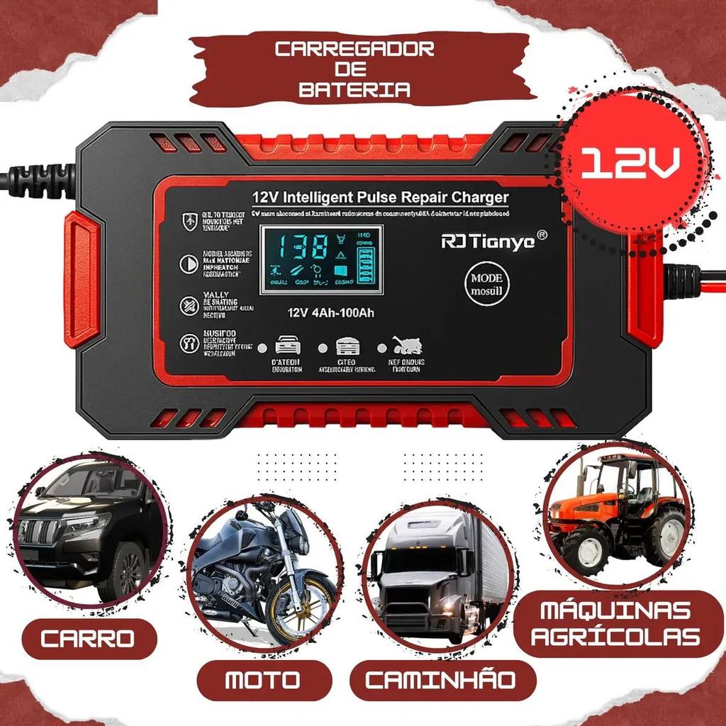 Carregador Inteligente De Bateria Automotiva Several Importados 12v Portátil Rápido Para Carro Moto E Veículos Several