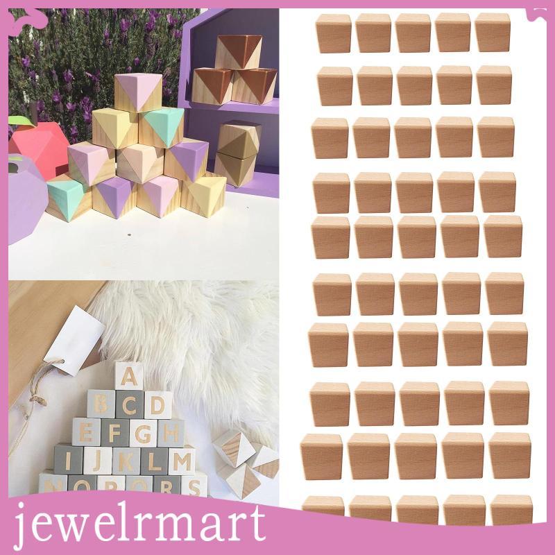 [Jewelrmart] 10 Peças De Blocos De Madeira Cubos De Faia Inacabados Artesanato Quadrado Faça Você Mesmo Enfeites Para Fa