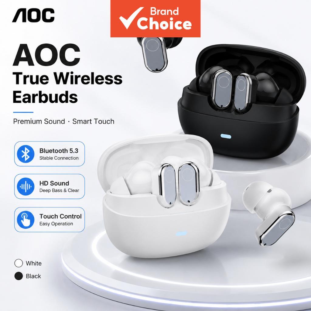 AOC Fones de Ouvido Bluetooth 5.4 Sem Fio Open Ear, Drivers Dinâmicos de 14,2mm, Fones Tipo Earhook Confortáveis para