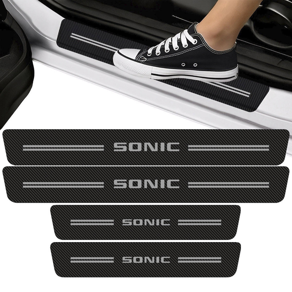 Kit Soleira Porta para Linha Sonic Adesivo Fibra de Carbono