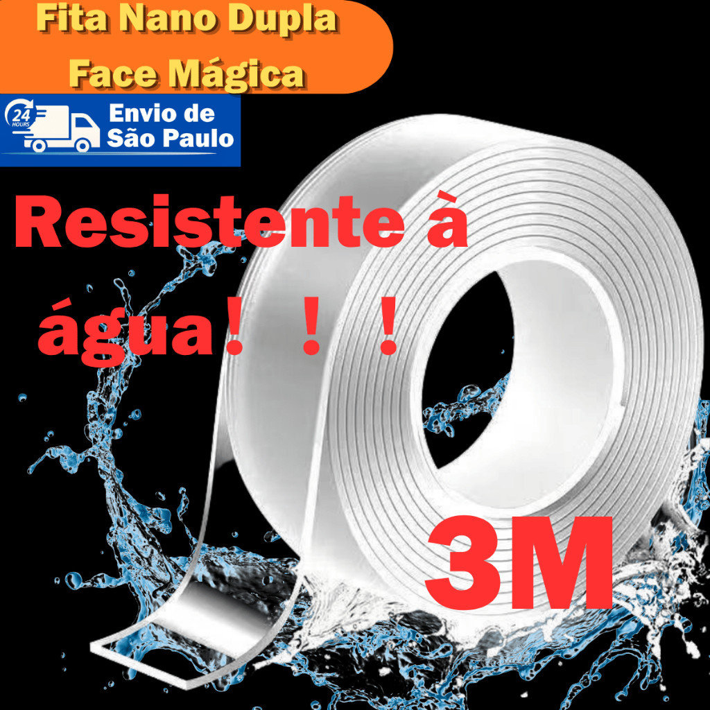 Fita Nano Dupla Face Reutilizável Super Adesiva Resistente Água Umidade Sem Resíduos Corte Ajustável