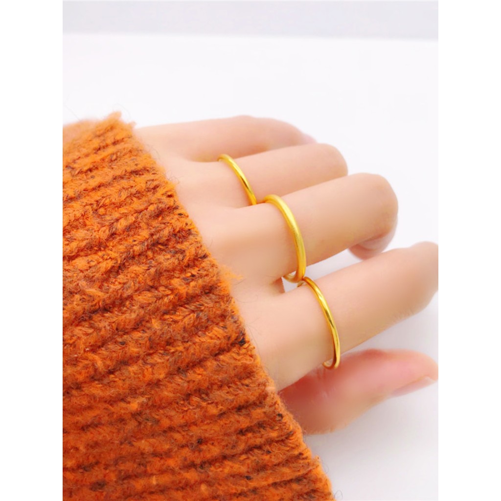 Simulação vietnã areia ouro simples anel banhado a ouro Sansheng III abertura anel feminino simples estilo fino influenc