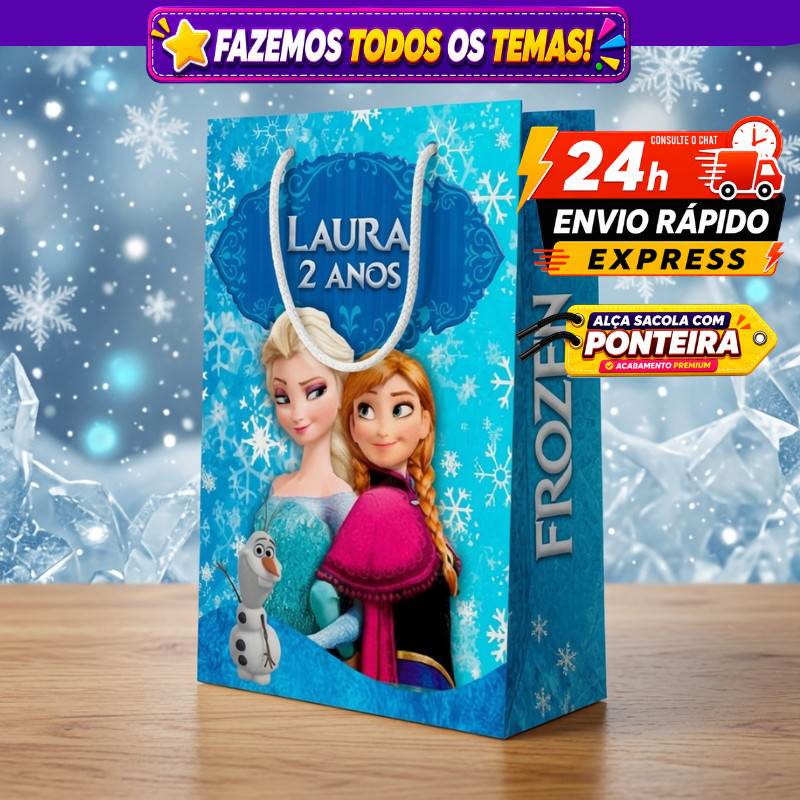 🛍️ Sacolinhas Personalizada Frozen Surpresa Lembrancinha de Aniversário Festa Infantil Envio Rápido