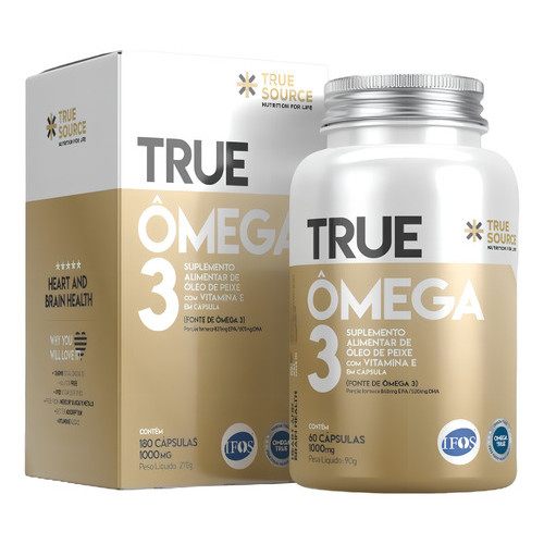 Suplemento Alimentar Cápsulas Ômega 3 EPA DHA True Source 180 Cápsulas