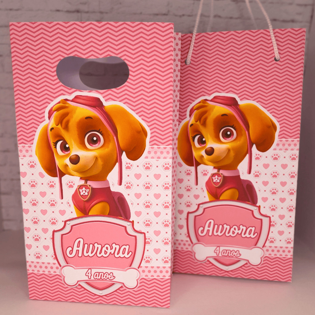 PEGUE E MONTE - SACOLINHA PERSONALIZADA SKYE, PATRULHA CANINA, FESTA, LEMBRANCINHA DE ANIVERSÁRIO, PERSONALIZADO