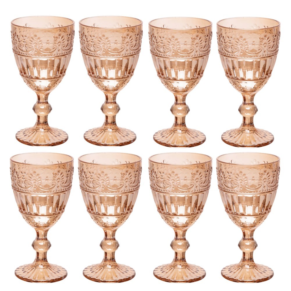 Jogo 8 Taça  de Cristal Ecológico para Água e Suco Mauve 320ml Âmbar Wolff