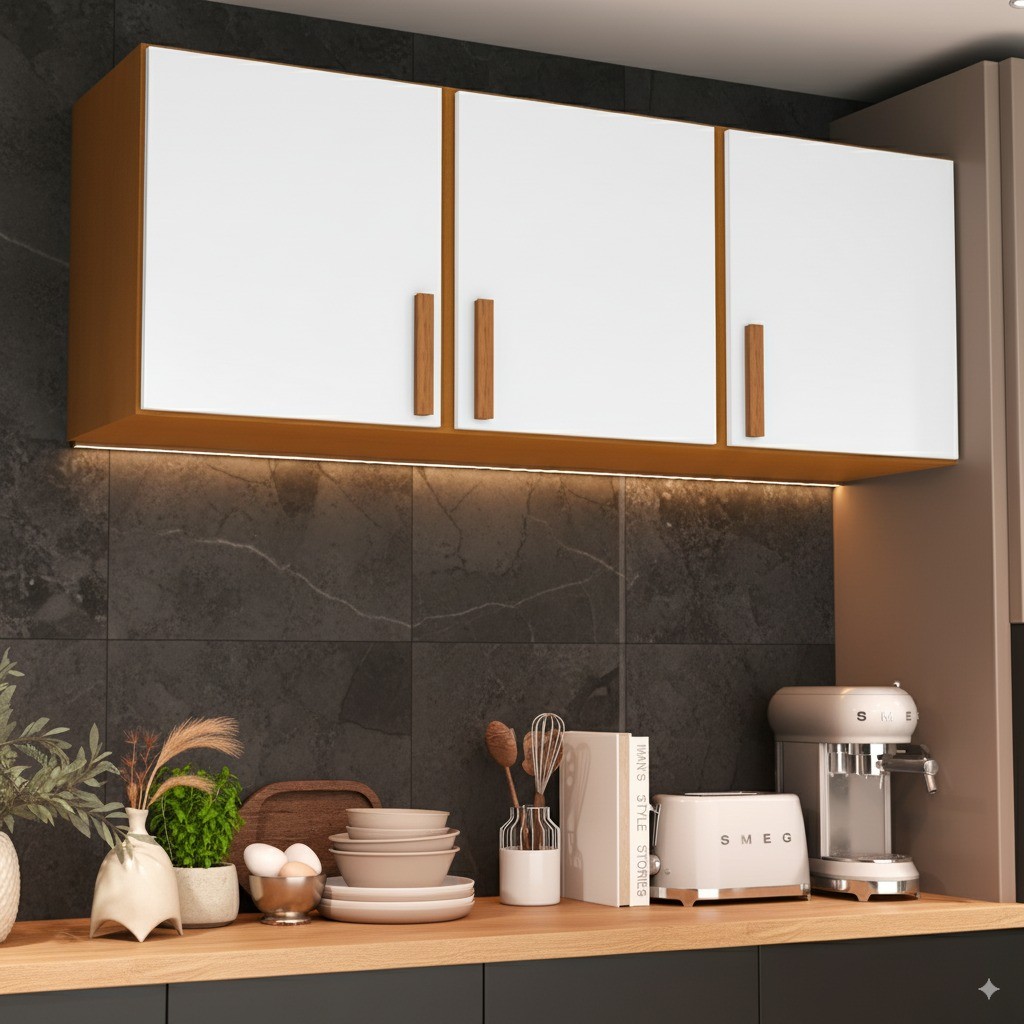 Armário Suspenso 3 Portas 120cm Cozinha e Lavanderia
