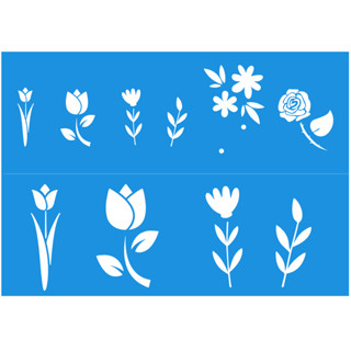 Stencil de Flores I tulipas, rosas, margaridas estêncil lavável, pintura em tecido, pano de prato artesesanato em Oferta na Shopee