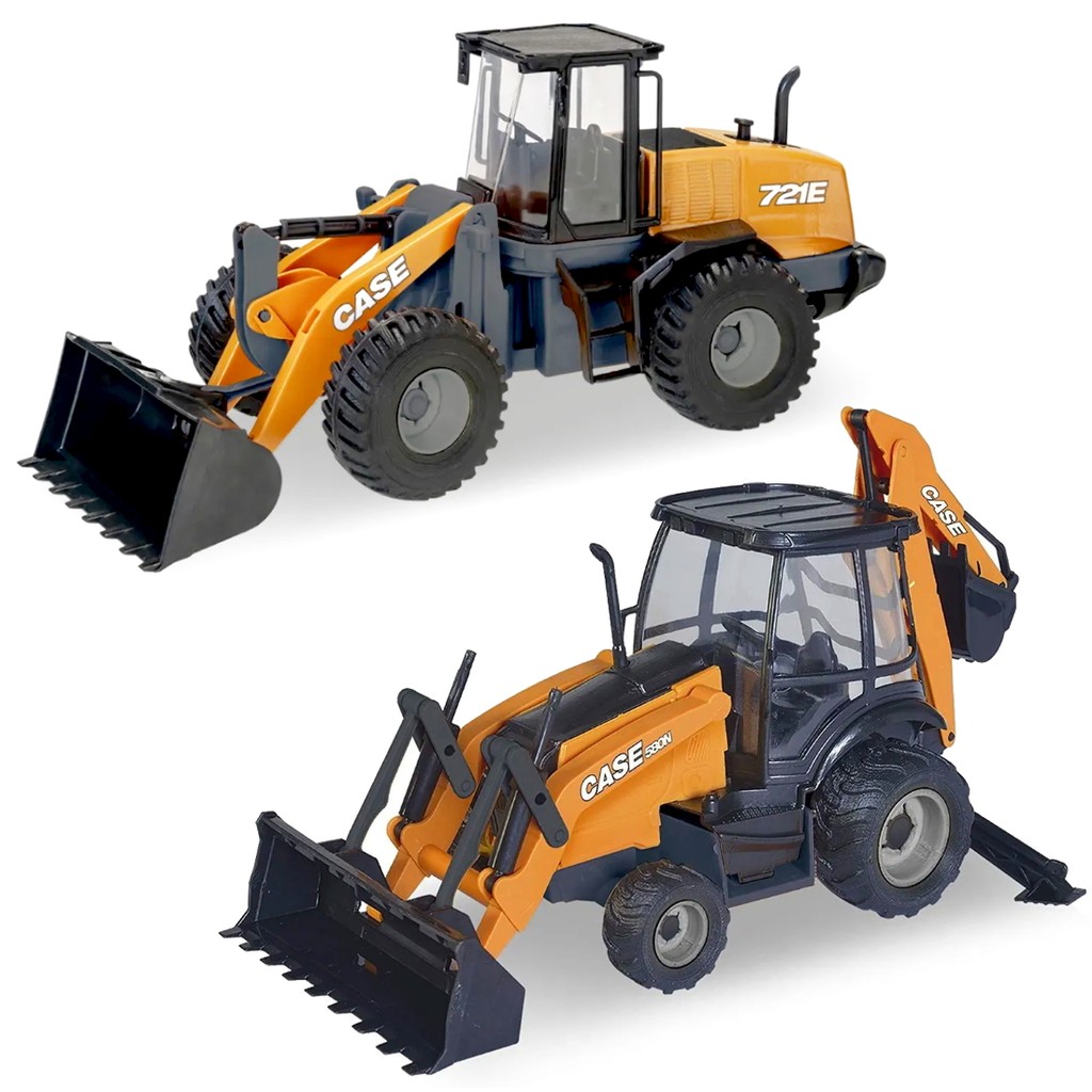 Kit 2 Trator em Miniatura Case 580N e 721E Premium