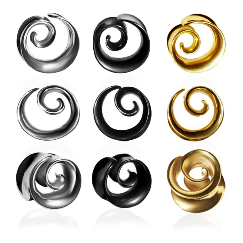Alargador de Orelha Personalizado Aço Cirúrgico Black Espiral em Oferta na Shopee