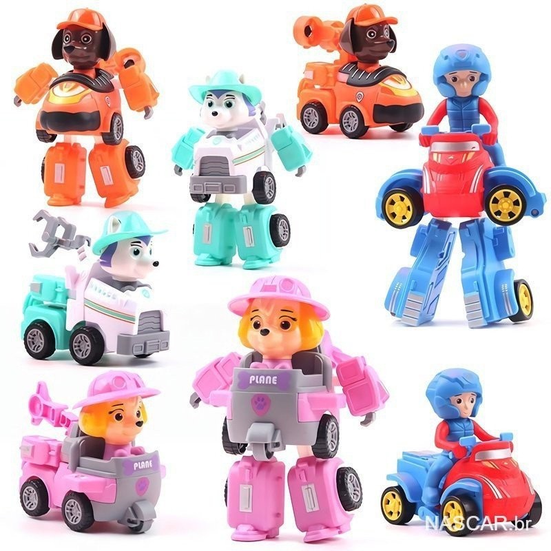 Carro Robô Transformador Patrulha Canina/Brinquedos Infantis Educativos para Crianças