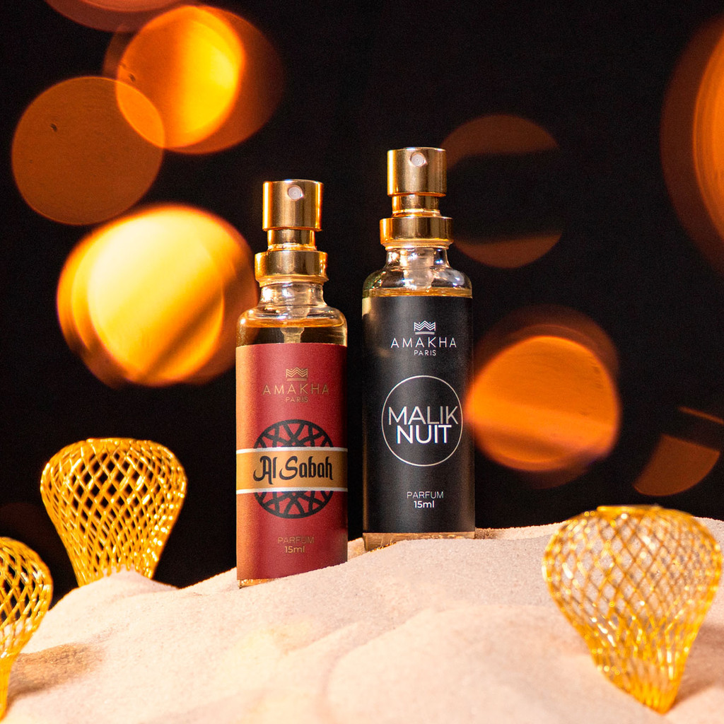 Kit Layering Casal – Edição 1: Malik Nuit + Al Sabah | Perfumes Árabes Amakha Paris 15ml em Oferta na Shopee