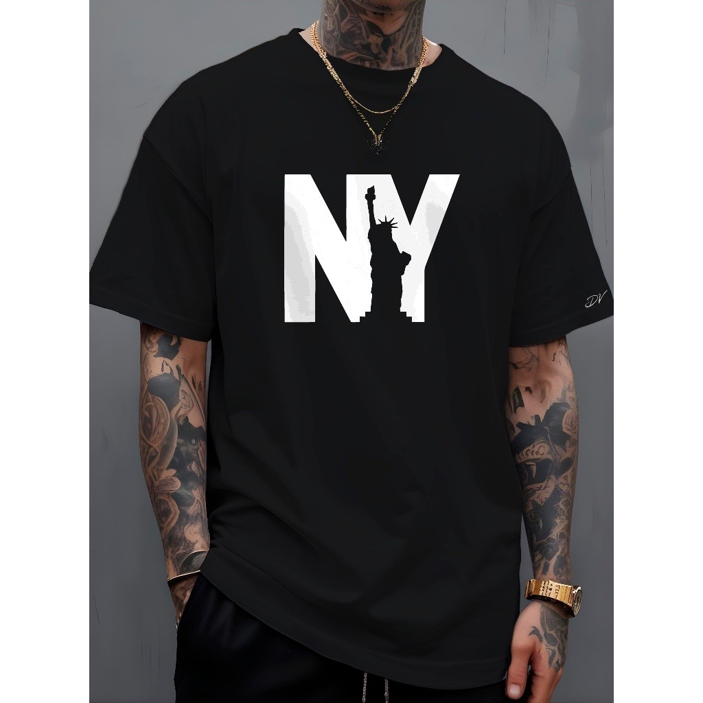 Camiseta T-Shirt Masculina NY LIBERTY Diverse Estilos Camisa Manfinity 100% Algodão Street Wear