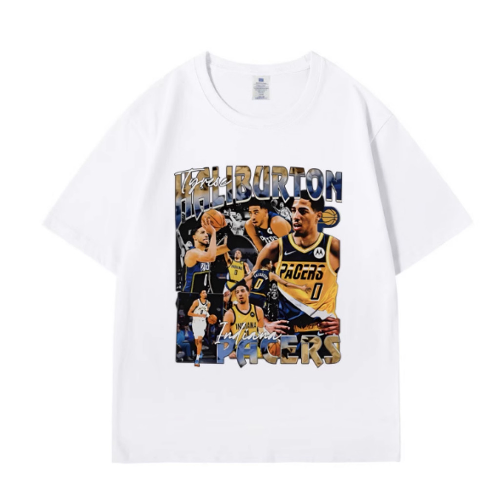 Camiseta Estampada Estrela Do Basquete Haliburton, Camiseta Unissex Retrô De Algodão Da Moda