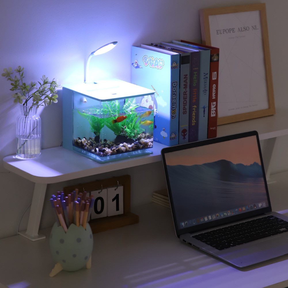 Mini Aquário Completo 5L C/ Led Bomba Submersa Filtro Bivolt 2 Cores em Oferta na Shopee