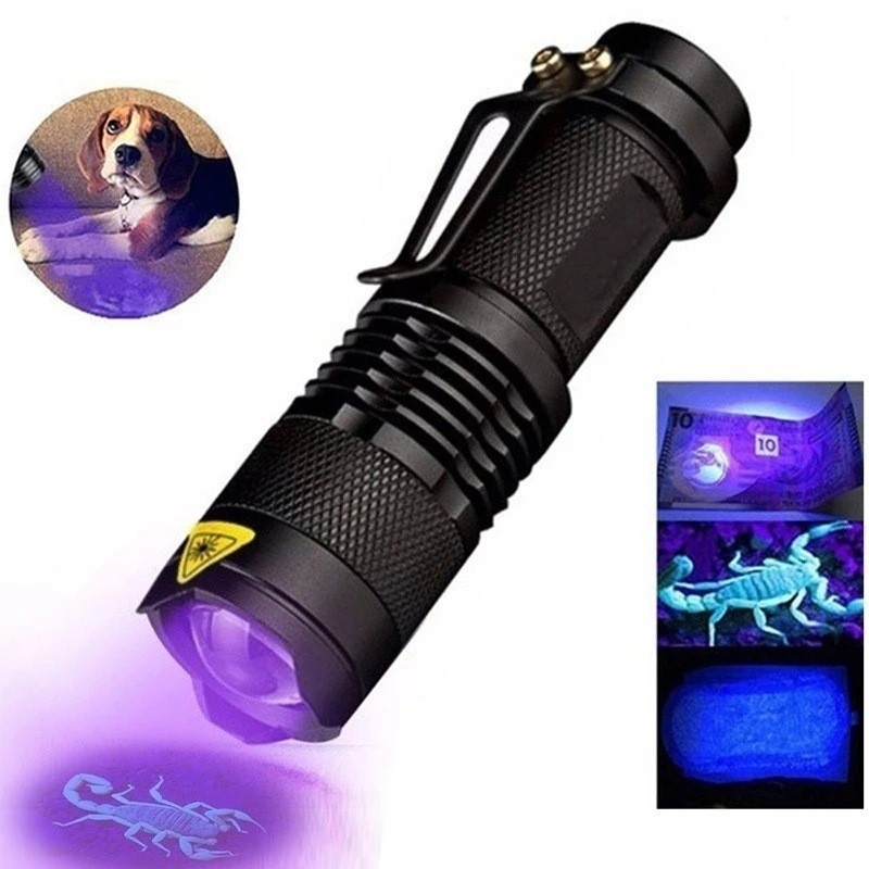Lanterna Led Cree T6 Luz UV Ultra violeta Branca C/ Foco Zoom luz Emergência Usb Recarregável em Oferta na Shopee