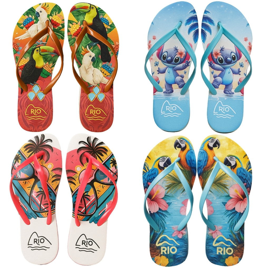 Kit 2 Pares Chinelo Feminino Estampado e Anatômico - Conforto em Cada Passo em Oferta na Shopee