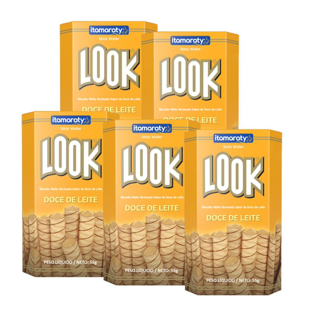 Kit 5 Caixas Waffer Sabor Doce De Leite Biscoito 55g Stick Look Recheado Tubinho Cada Itamaraty