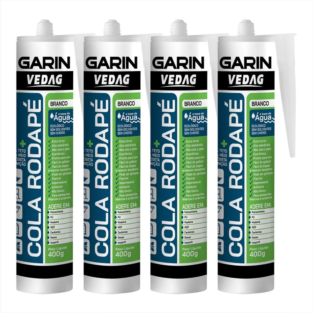 Kit 4 Cola Rodapé Poliestireno Madeira Gesso Isopor Garin