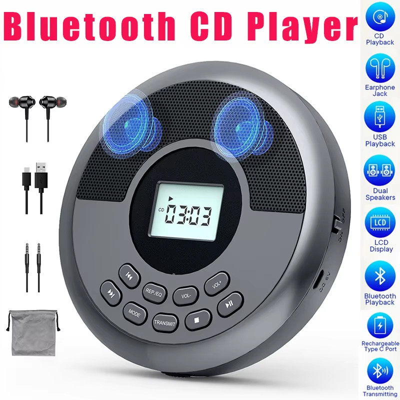 Leitor De cd Portátil Transfronteiriço MP3 Álbum De Música Walkman USB Bluetooth player Alto-Falantes Duplos Amazon