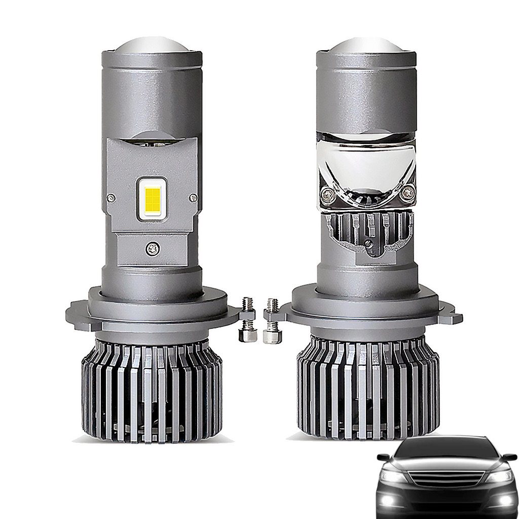 LED FAROL H4 MINI PROJETOR LUZ DE LED CARRO MOTO 90W 12V/24V 6500K SUPER BRANCA KIT 2UN CANHÃO