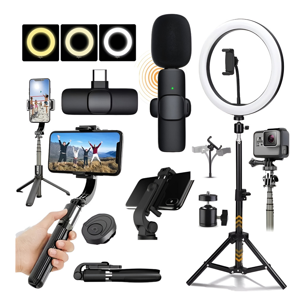 Ring linght Grande Com Tripe Estabilizador Microfone Youtuber Iluminador Ring Light Luz de Preenchimento Oferta