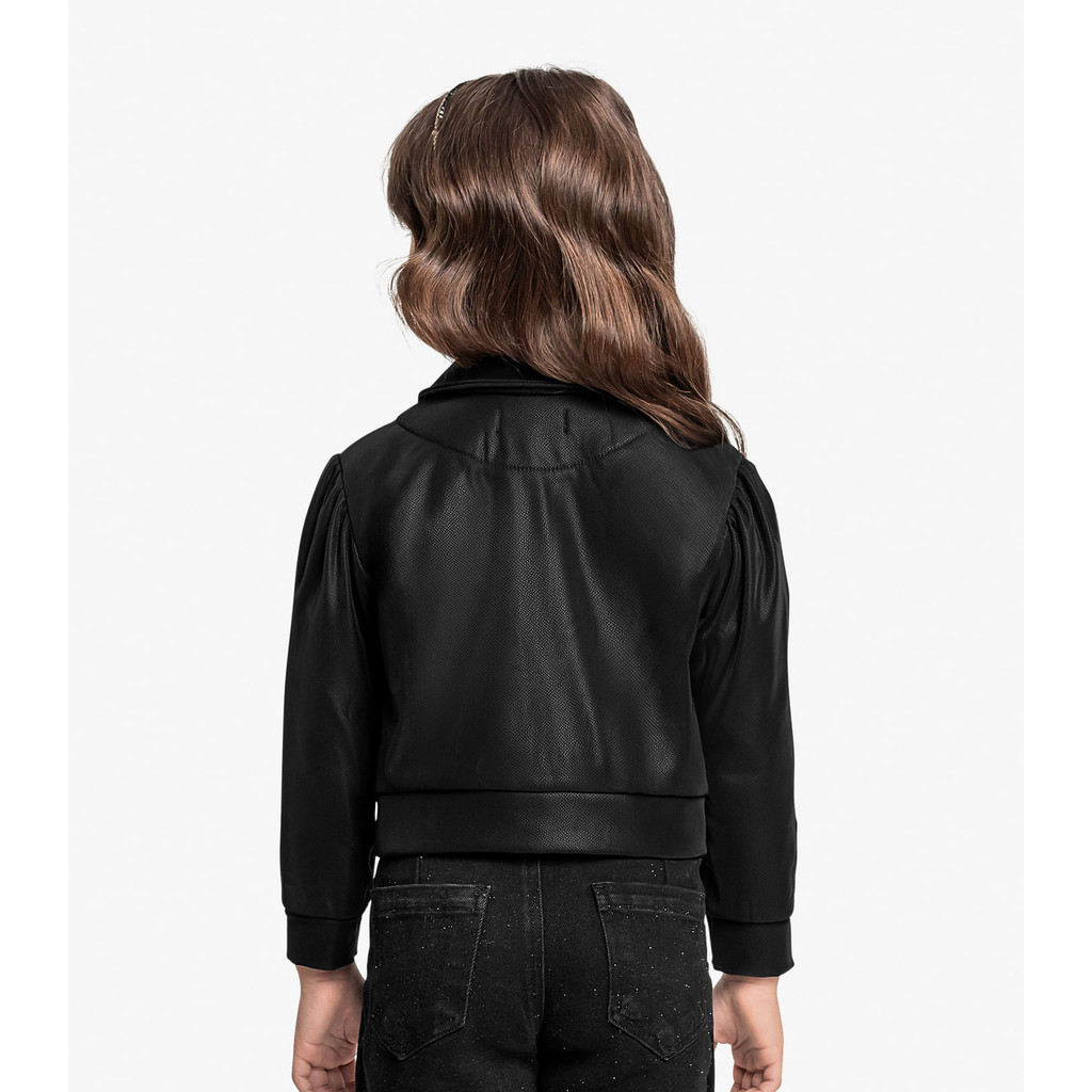 Detalhes do Jaqueta Infantil Feminina Em Suede Trick Nick Preto