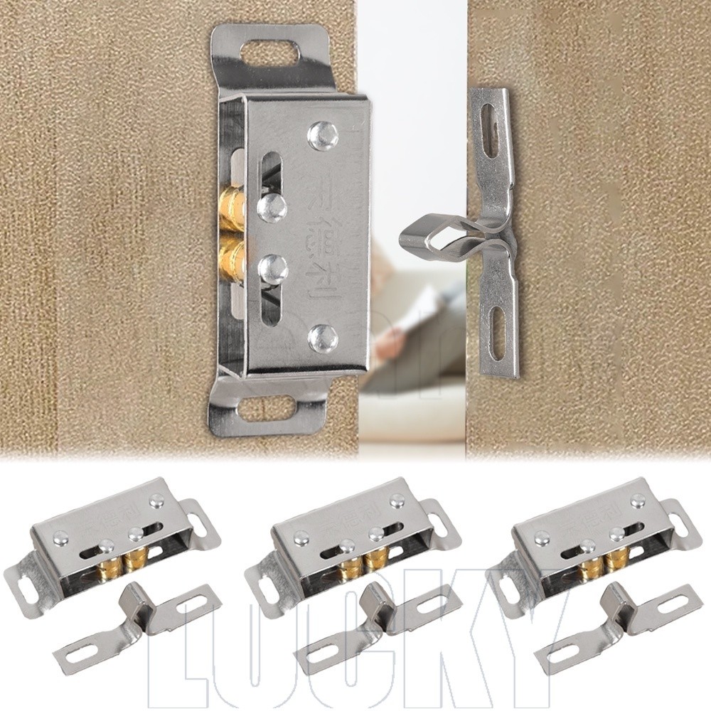 Trava De Aço Inoxidável/Rolos Duplos Fechadura De Mola Para Porta De Armário/Travas De Clipe Guarda-Roupas/Acessórios De