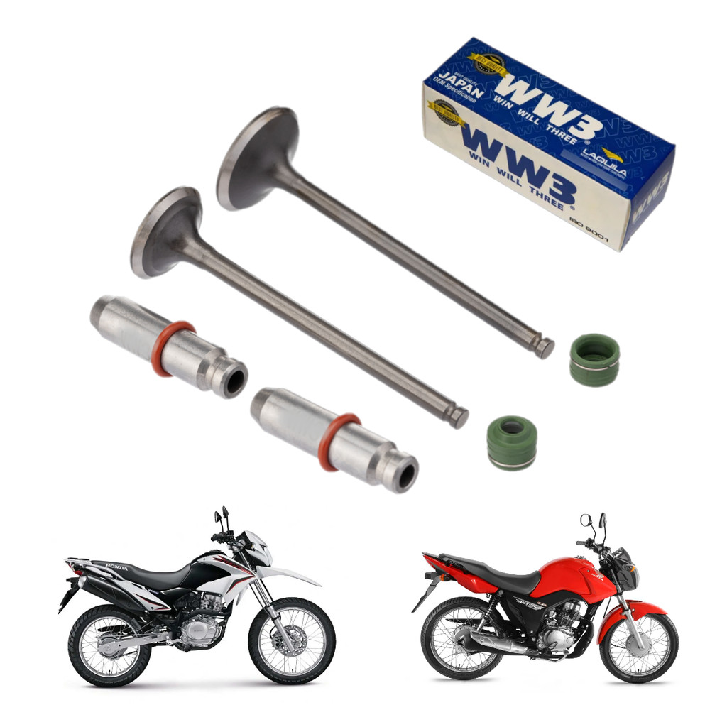Kit Válvula Retentor Verde Guia Fan 125 2009/2018 Bros 125 2013/2015